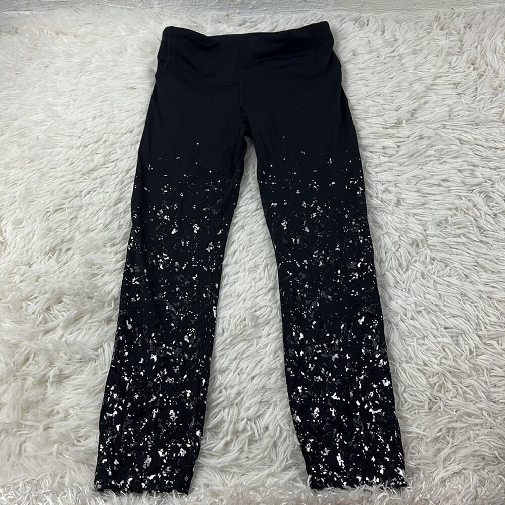 Lululemon Speed Wunder Mid Rise Crop 23" *Speckle Shine Black Deep Coal Silver